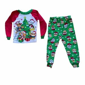 Paw Patrol Nickelodeon 2 Piece Pajama Set Christmas Tree Toddler Size 3T